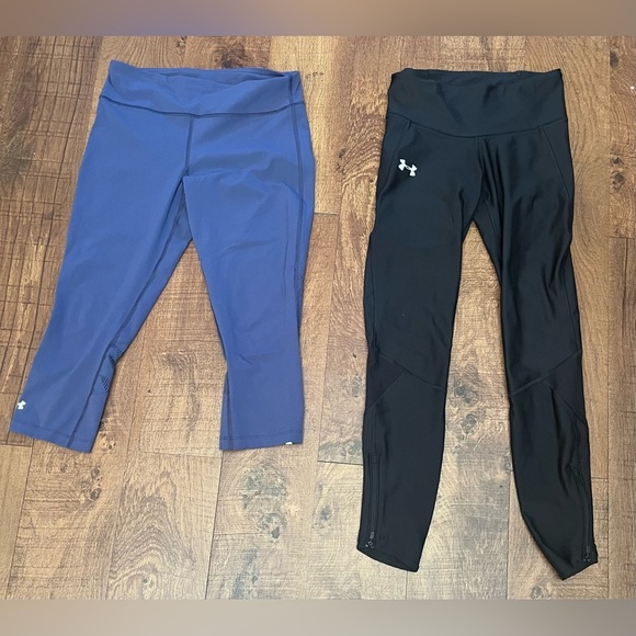 Under Armour compression leggings women 2 pairs Sz small full & crop length - Picture 1 of 13